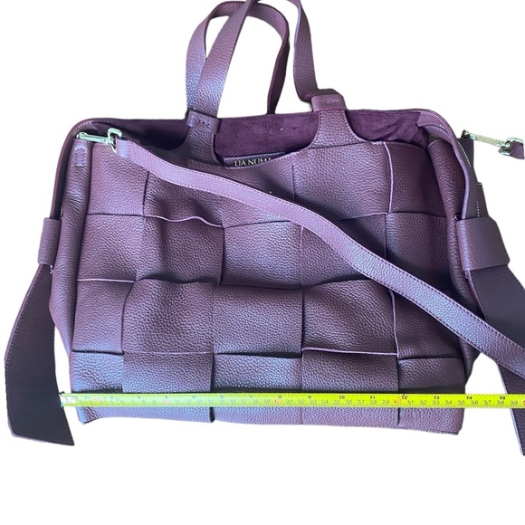 LIA NUMA Made In Italy Burgundy Leather Triple Compartment Satchel - Picture 12 of 17